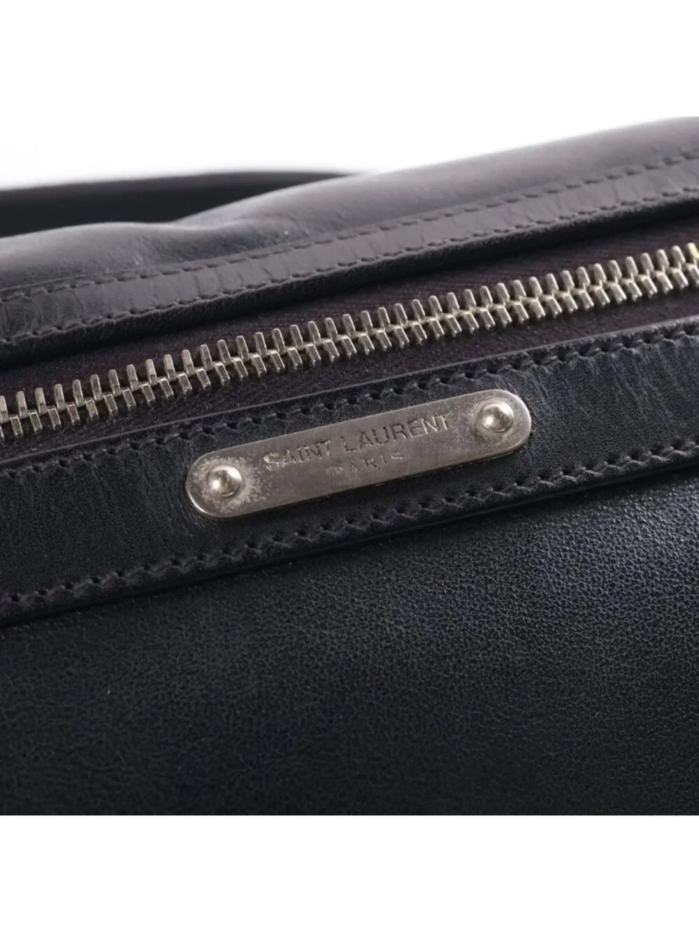 Saint Laurent Paris Messenger Bag Black Leather Silver